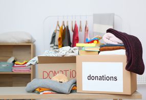 Boxes with donations