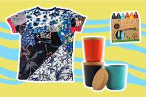 Best zero waste gift guide include beeswax crayons and fabric scrap shirt