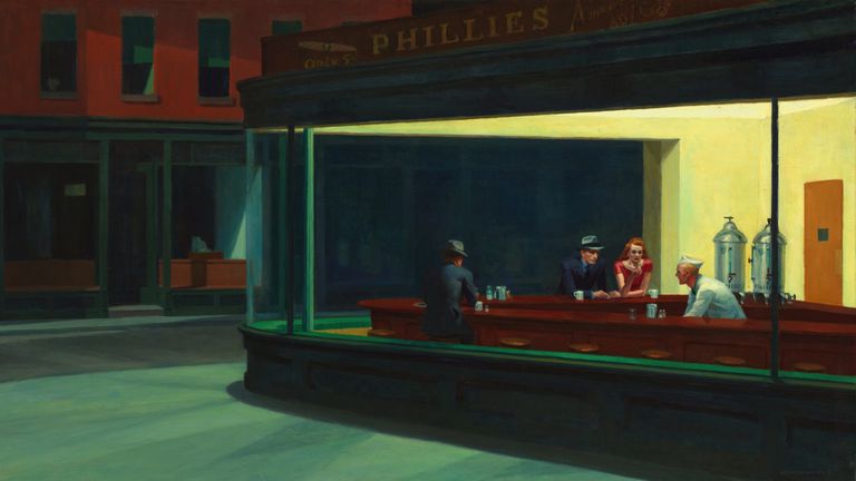 爱德华·霍珀（Edward Hopper）的“夜鹰”（Nighthawks）“class=