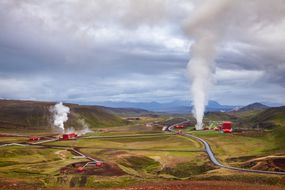 克拉弗拉地热发电厂鸟瞰冰岛东北部斯堪的纳维亚