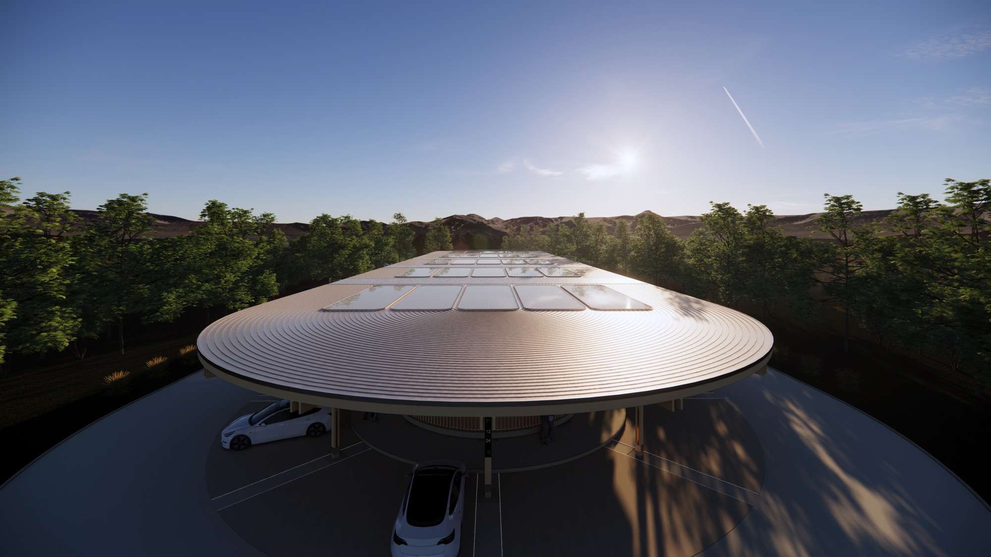 未来电动充电站的屋顶