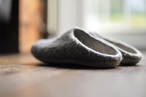 Grey felt slippers