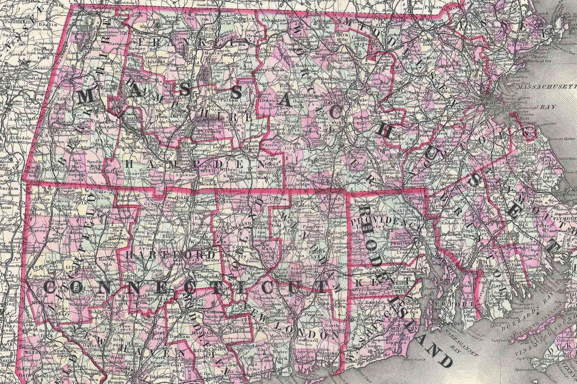 显示马萨诸塞-康涅狄格边界的索斯威克慢跑的地图
