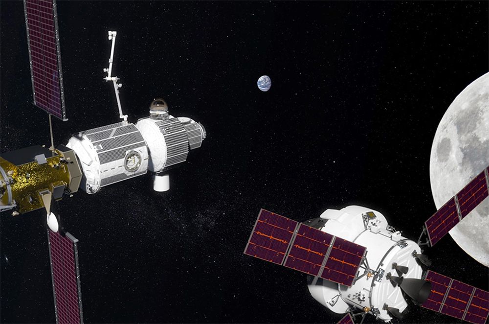 美国宇航局开发绕月前哨的任务第一阶段的插图。新空间站的第一个主要部件预计将于2022年发射。