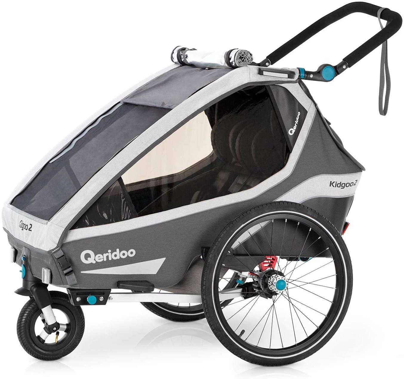 Qeridoo Kidgoo2双2座儿童自行车拖车和婴儿车