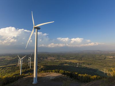 风力涡轮机，国际阿巴拉契亚小径，火星山，阿鲁斯托克县，缅因州，美国