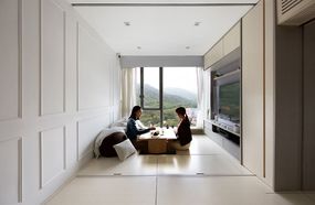 智能Zendo微型公寓由Sim-Plex Design Studio起居室设计