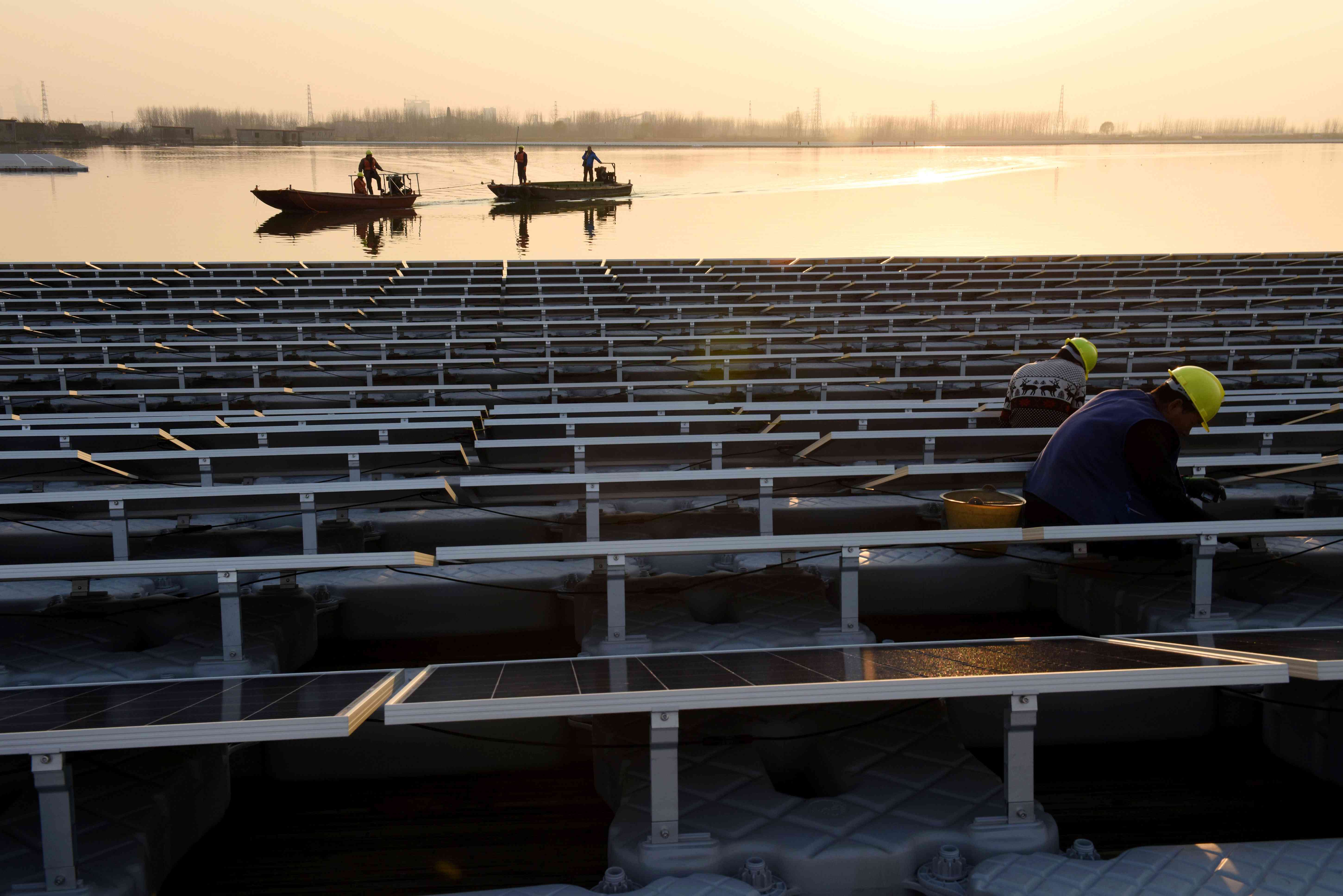 中国Huainan的浮动太阳能项目