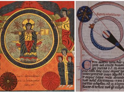 Medieval manuscript illustrations showing luan eclipses.
