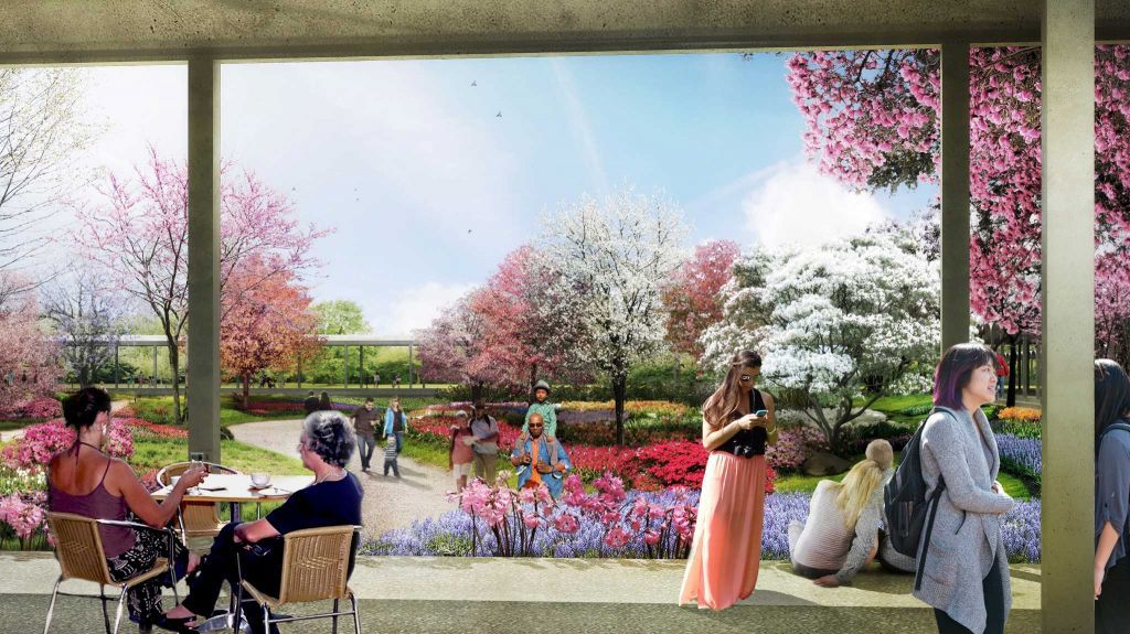 休斯顿植物园的效果图，这是一个150英亩的景点，计划于2020年完工。