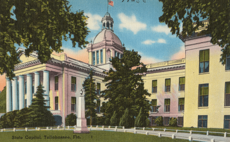 老式明信片，佛罗里达州塔拉哈西的州议会大厦
