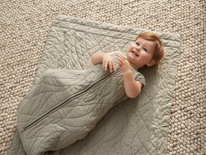 雷米有机针织绗缝婴儿毛毯