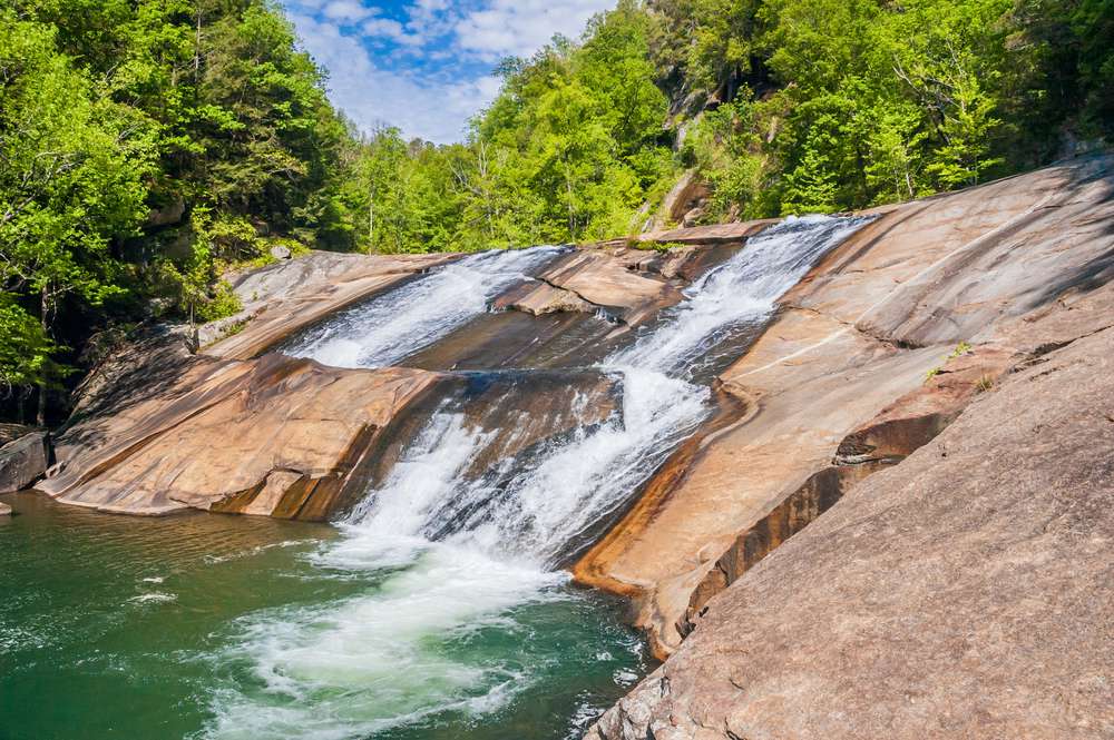 乔治亚州塔卢拉峡谷的奥西安娜瀑布是一个滑梯瀑布