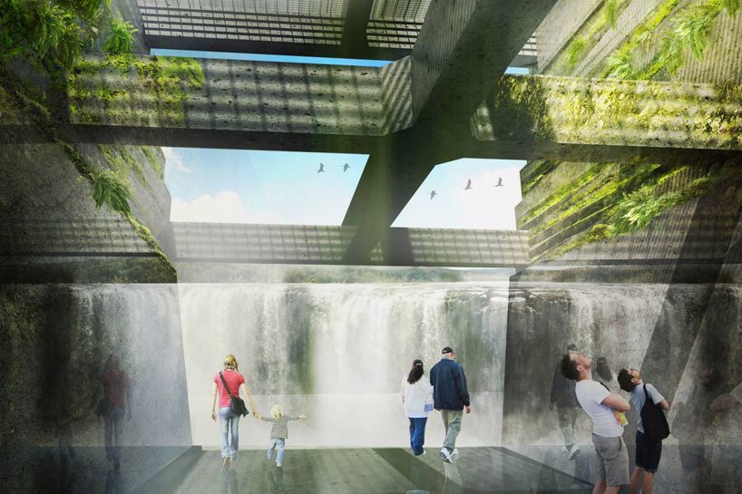 俄勒冈州的威拉米特河瀑布的设计呈现与城市