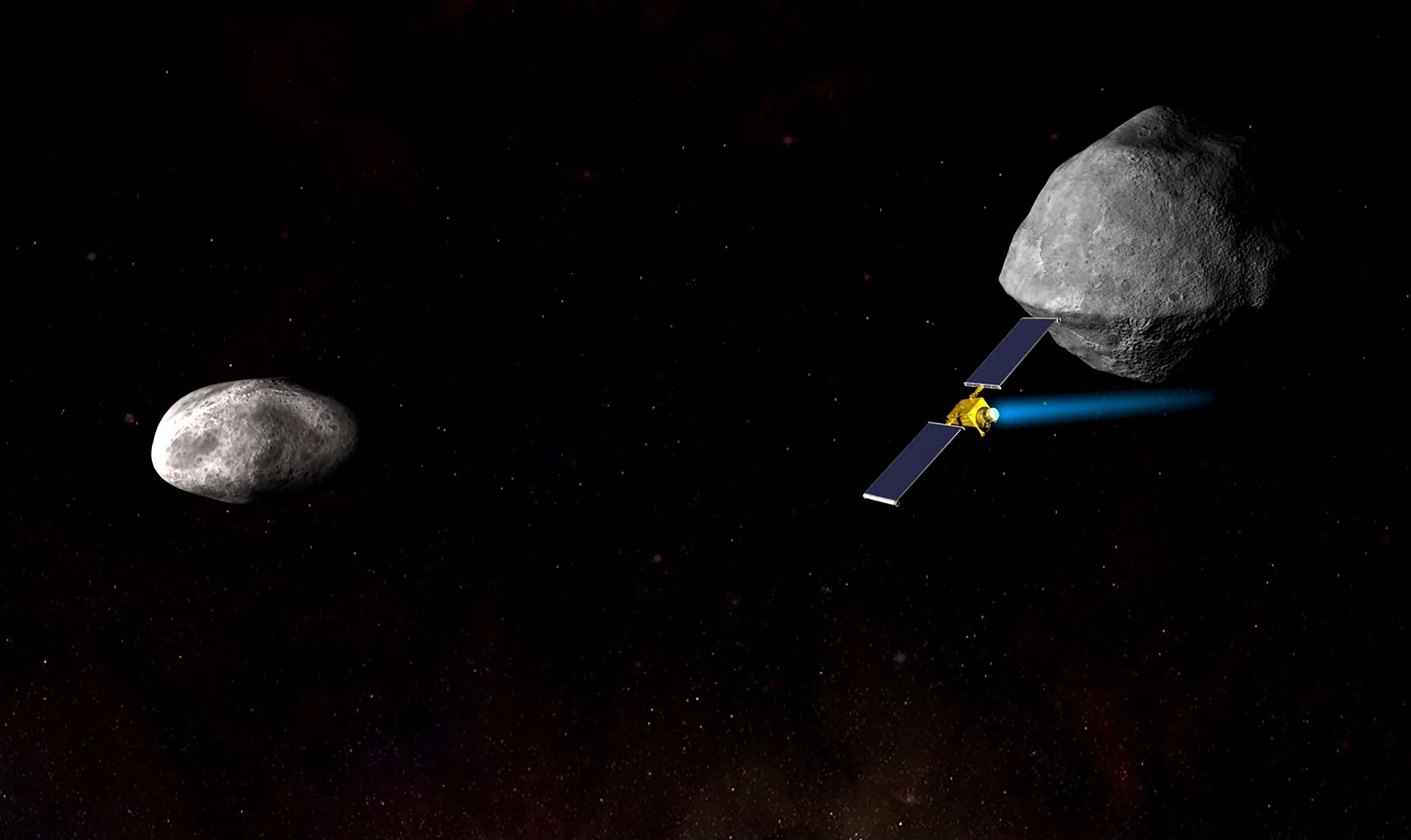 DART航天器在与“Didymoon”碰撞前的插图。