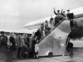 Passengers board a jet in 1952