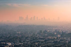 加利福尼亚州洛杉矶上空的雾霾＂width=