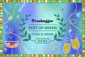 食品和饮料最佳绿色奖印章的彩色插图