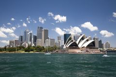 悉尼澳大利亚地平线，展示悉尼歌剧院和港口的高楼