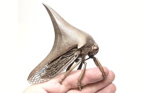 艾伦·德拉蒙德博士制作的昆虫和细胞铸造金属雕塑＂width=