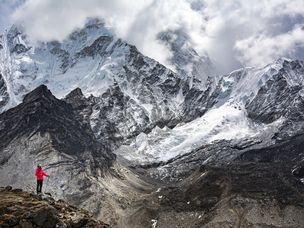 珠穆朗玛峰大本营在尼泊尔徒步旅行