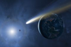 小行星经过地球附近的小行星的例证