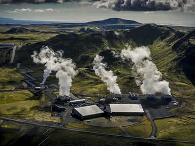 在冰岛Climeworks直接空气碳捕获工厂。