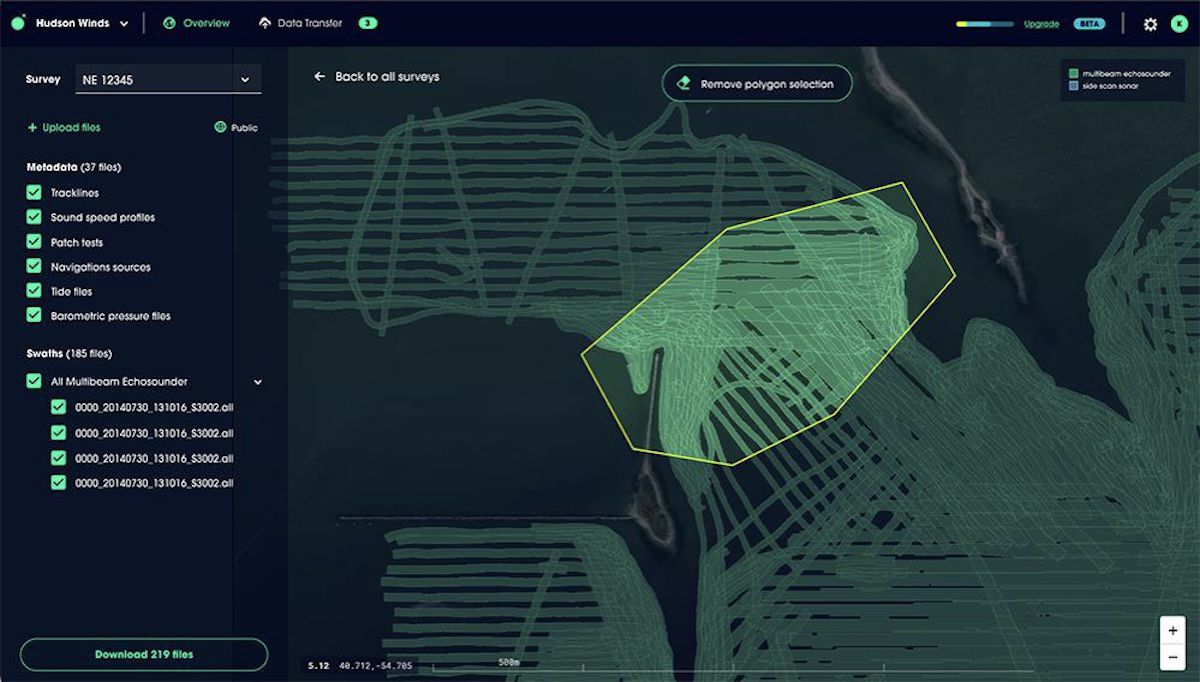 基于马赛克云的平台的屏幕截图，该平台从基岩的自主潜艇中收集数据。