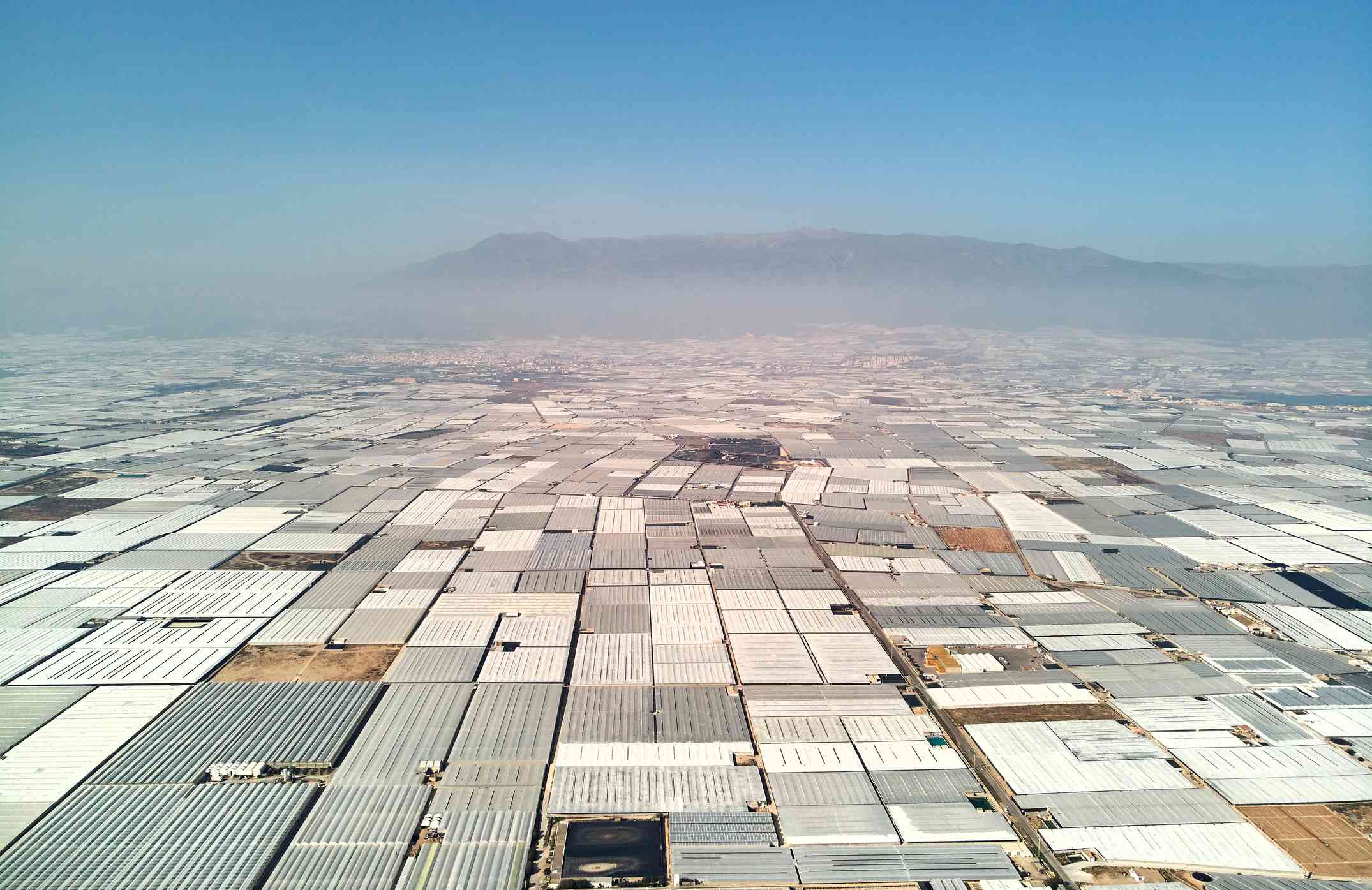 这是一个巨大的塑料温室Almería，西班牙。