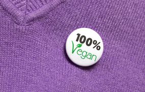 毛衣上的纽扣上写着100%素食