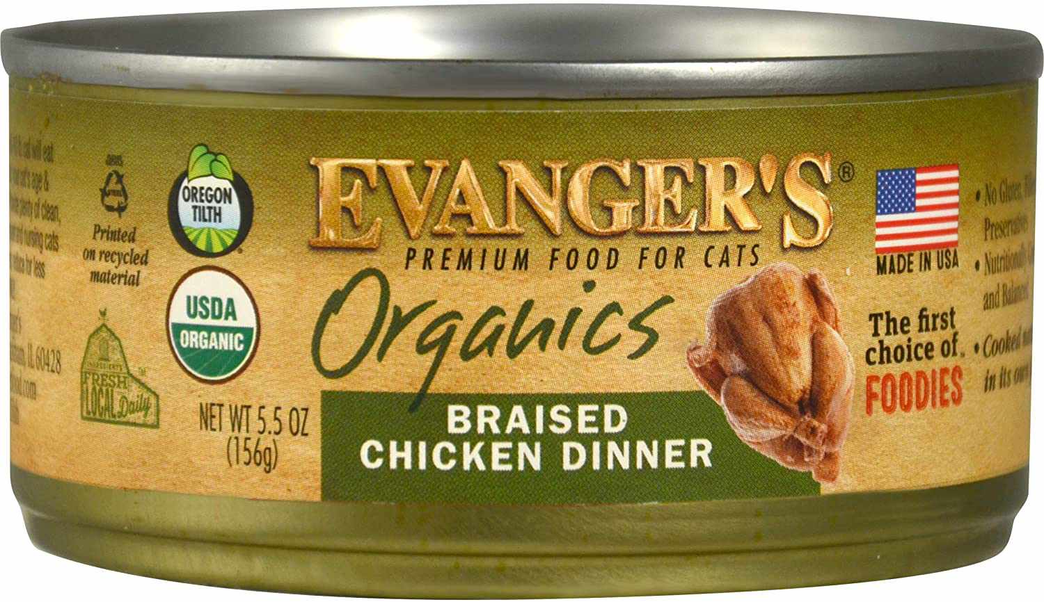 Evanger的有机红烧鸡晚餐