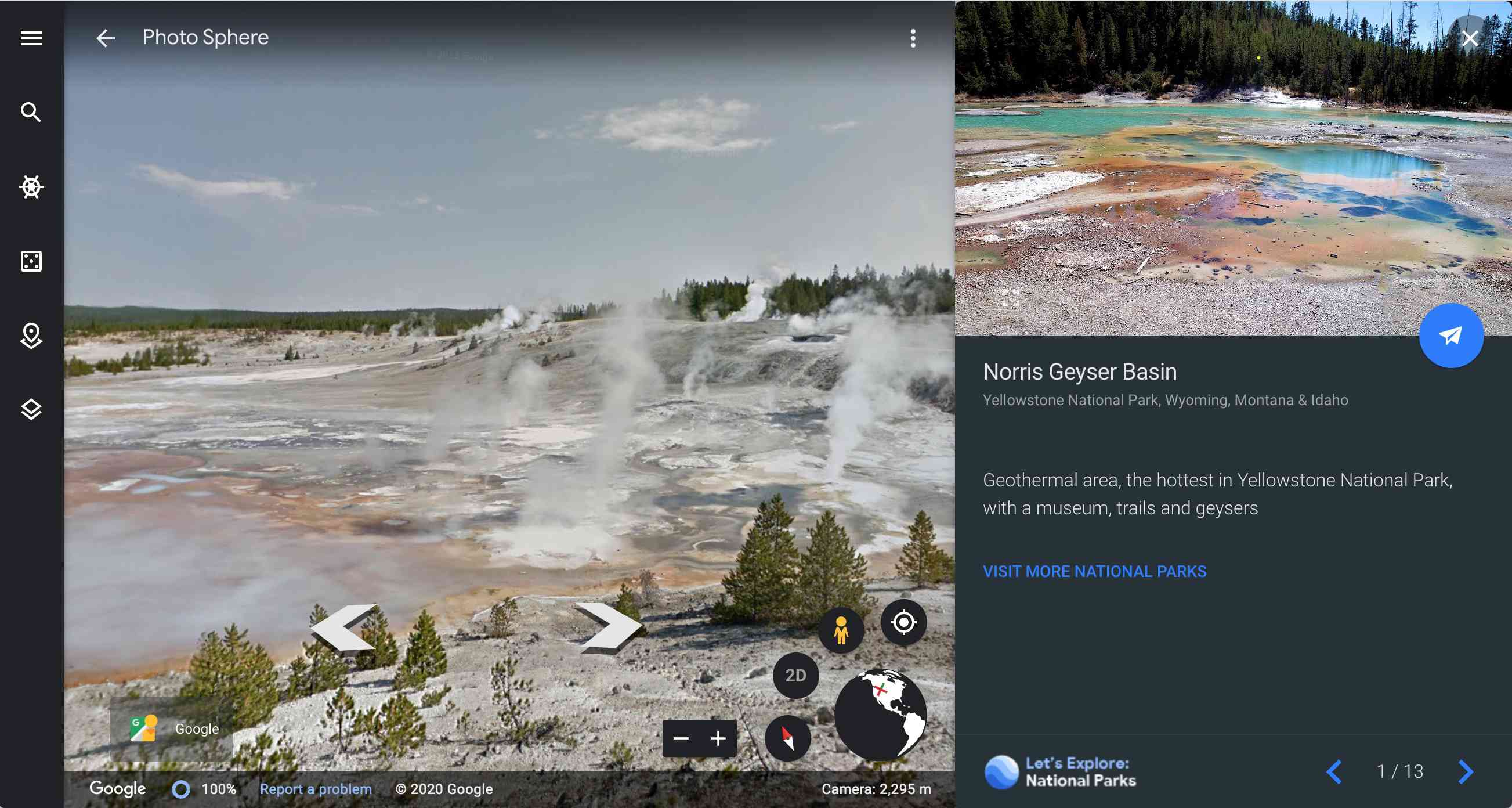 Google Earth National Park的屏幕截图