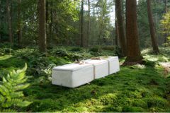 循环生活棺材在森林里休息