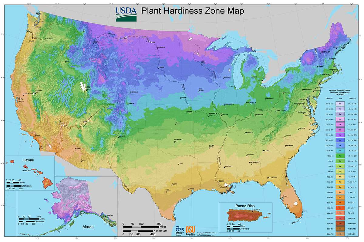 美国农业部植物抗寒区图