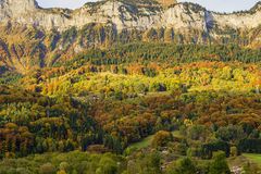 秋天的颜色在法国阿尔卑斯，高级萨瓦伊