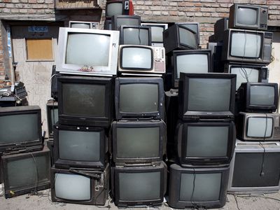 旧电视机在中国等待回收