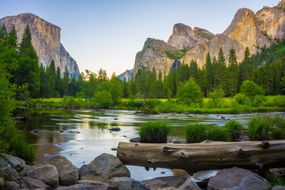 景色Yosemite谷底花岗岩墙