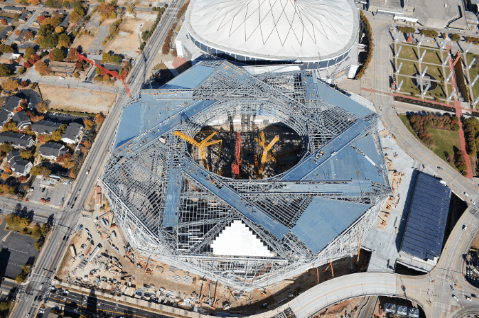 梅赛德斯-奔驰体育场/乔治亚圆顶的鸟瞰图