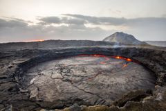 日出的埃塞俄比亚的活跃的埃尔塔啤酒火山