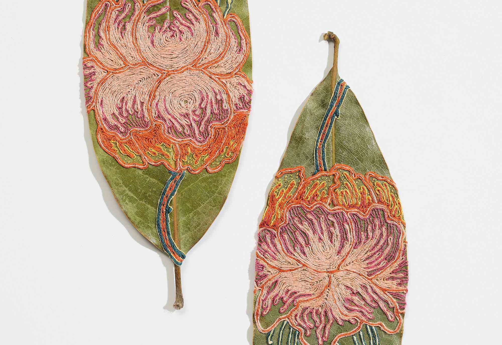 刺绣剪纸叶艺术品希拉里·沃特斯·法伊尔