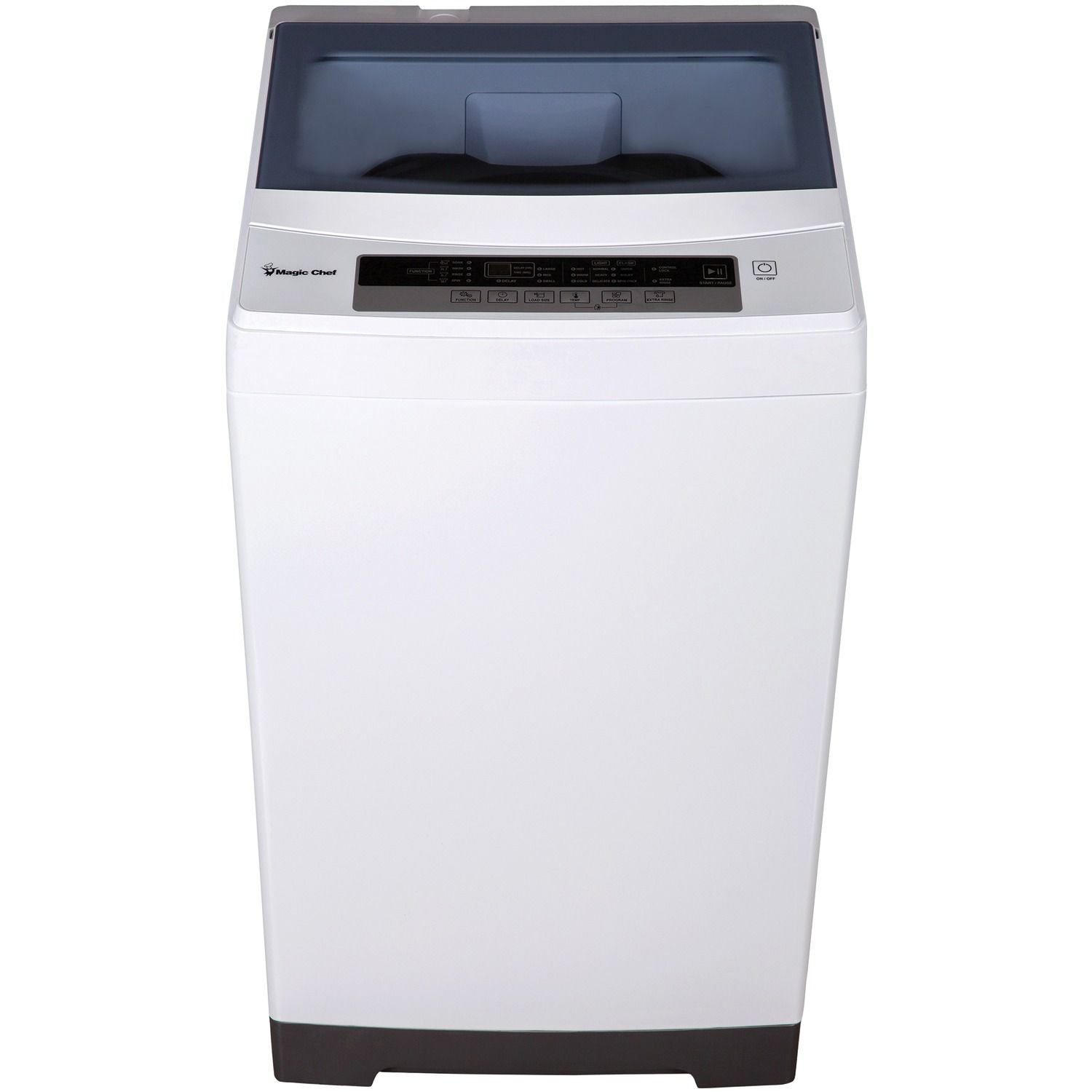 魔力厨师MCSTCW16W4 1.6 cu紧凑的白色顶部负载洗衣机有一个不锈钢浴缸。